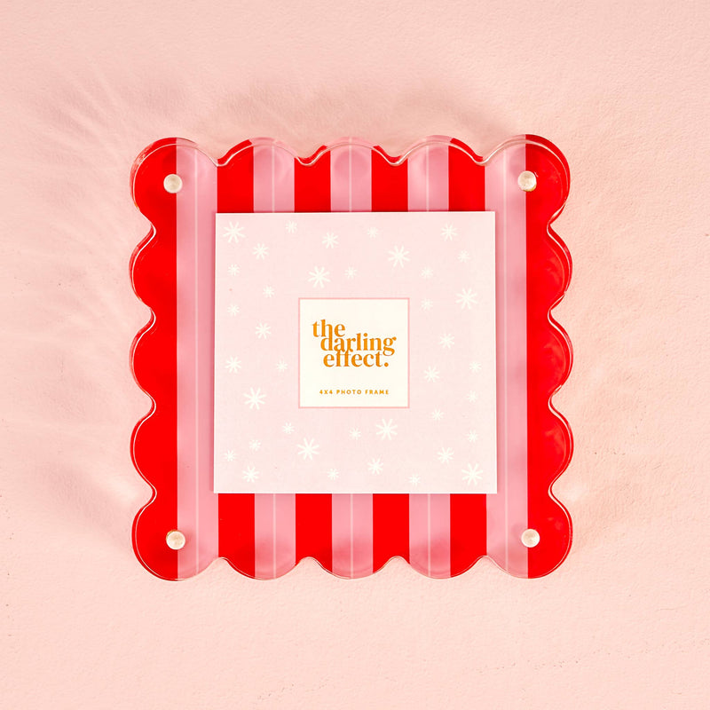 Square Scalloped Acrylic Frame-Peppermint Stripes