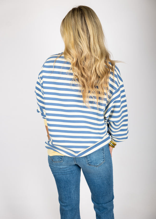 Blue/Yellow Stripe Pullover Top