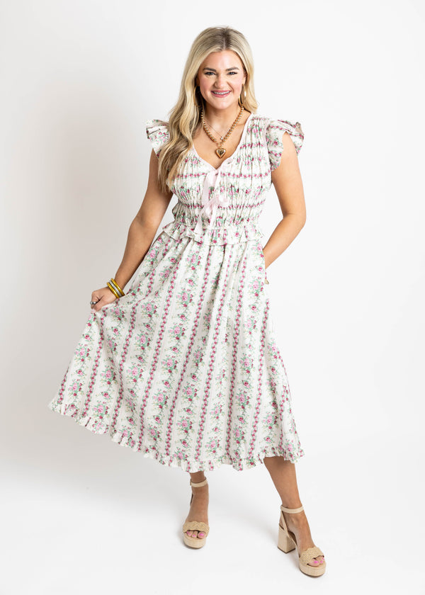 Vintage Floral Midi Dress