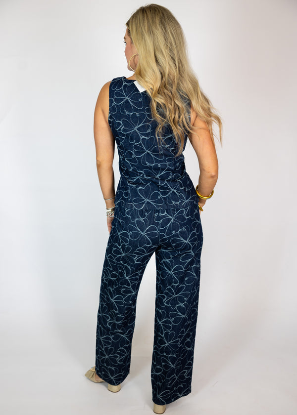 Dark Denim Floral Pants