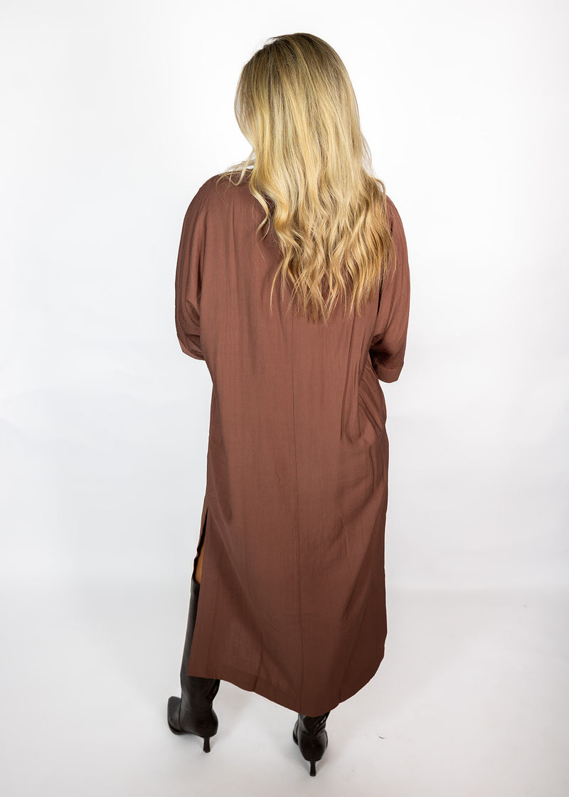 Brown Oversized Tunic Dress