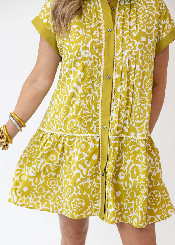 Printed Chartreuse Mini Dress