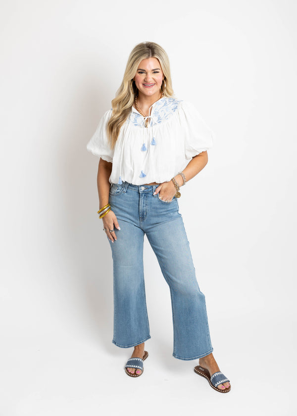 Baby Blue Embroidered Top