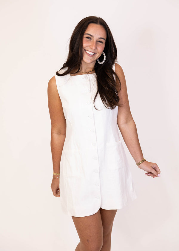 Lucy Linen White Mini Dress