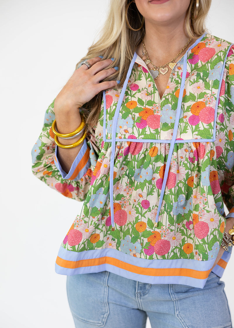 Wild Flower Varsity Stripe Top