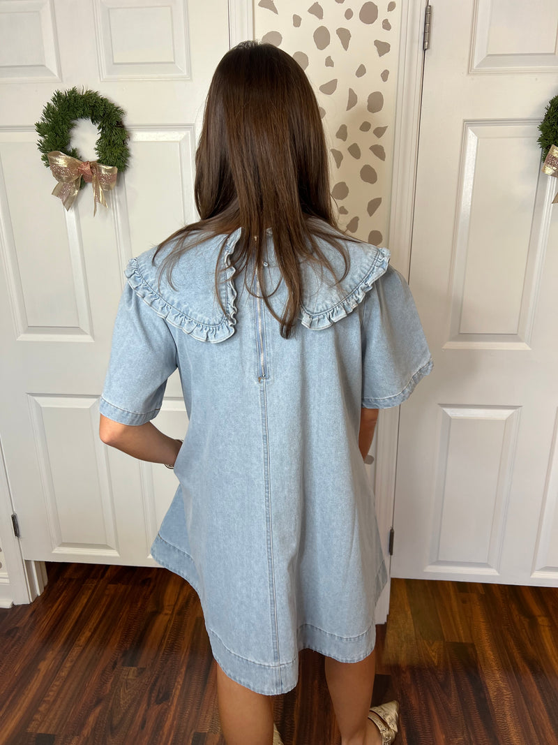 Peter Pan Collar Denim Dress