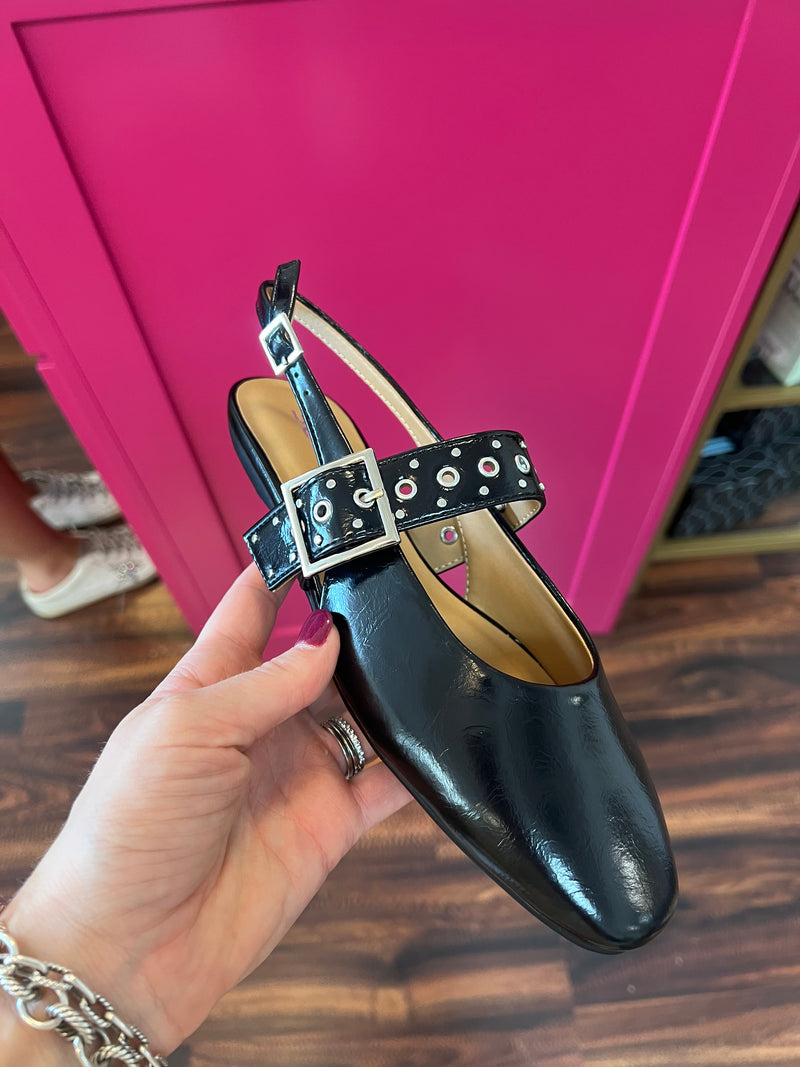 Franny Flats- Black Stud