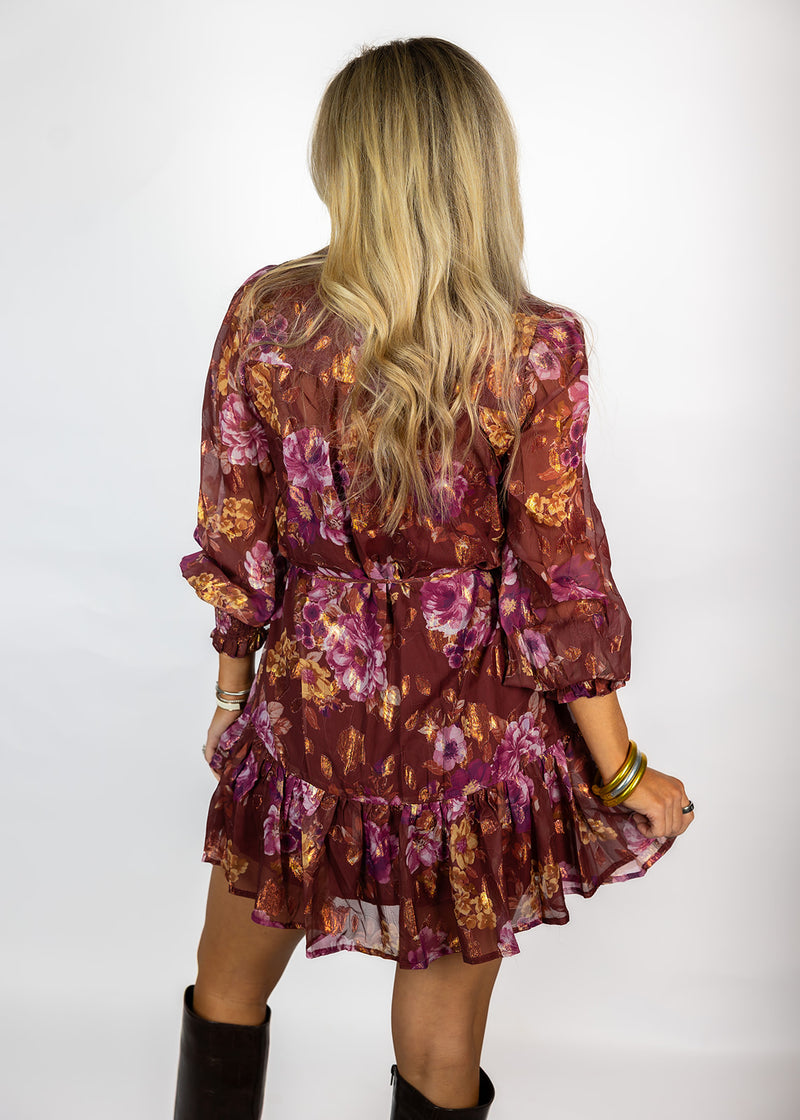 Wine Shimmer Mini Dress