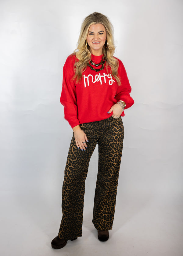 Red "MERRY" Sweater