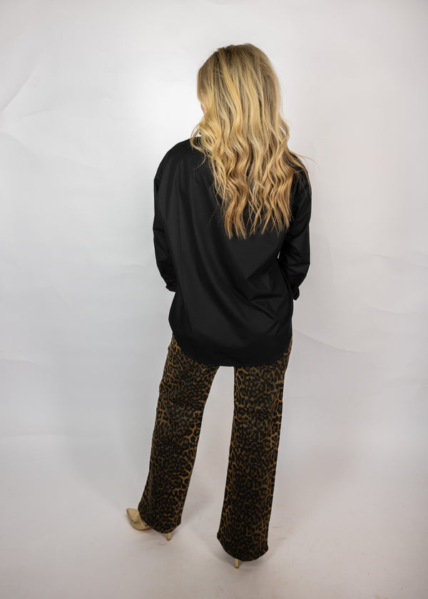 Embellished Collar Button Down Top