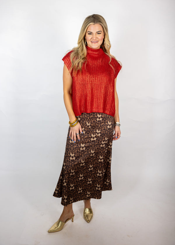 Leopard Print Midi Skirt