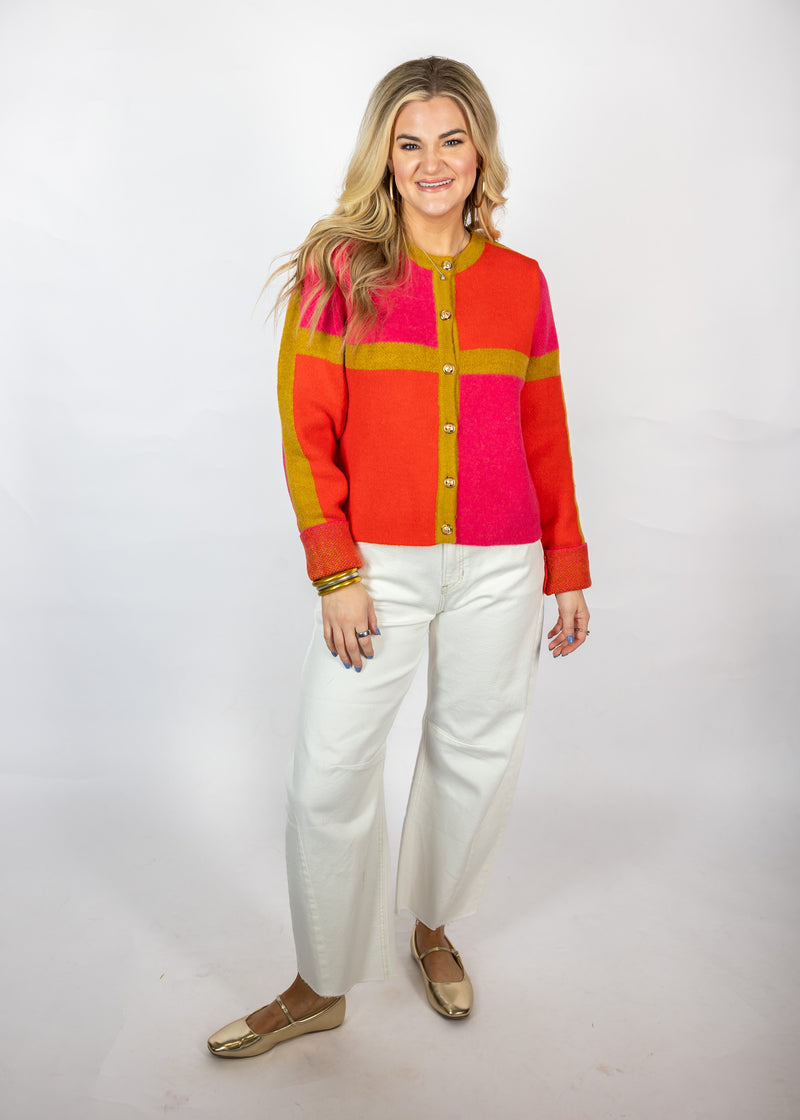 Holiday Color Block Cardigan