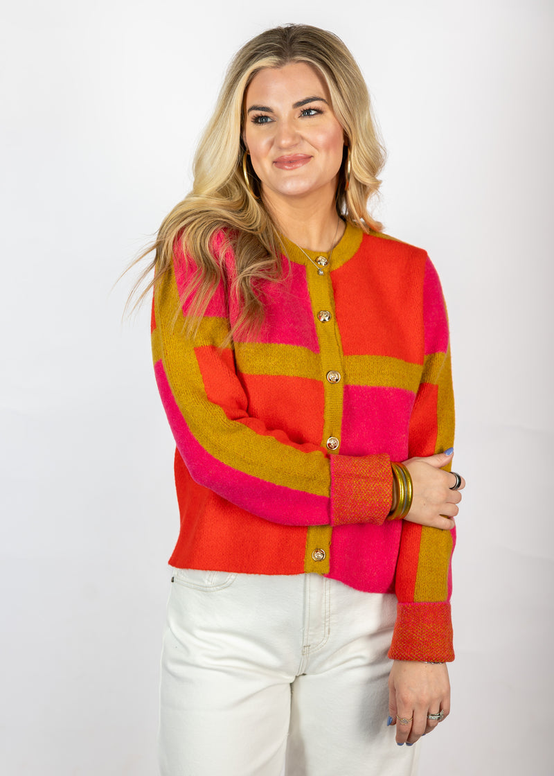 Holiday Color Block Cardigan