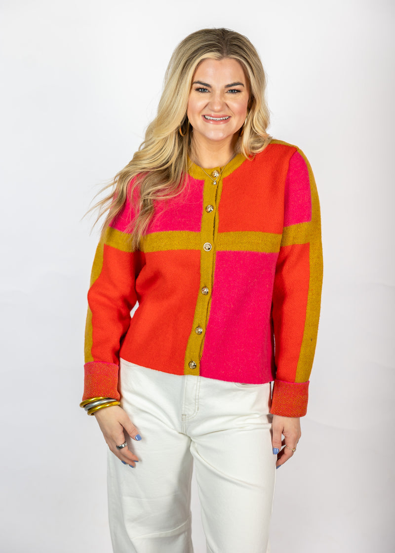 Holiday Color Block Cardigan