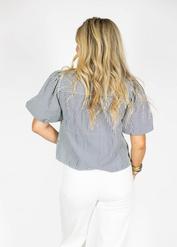 Dark Denim Striped Top