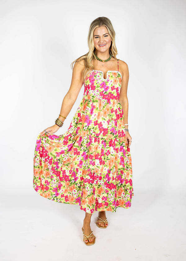 Vibrant Petal Maxi Dress