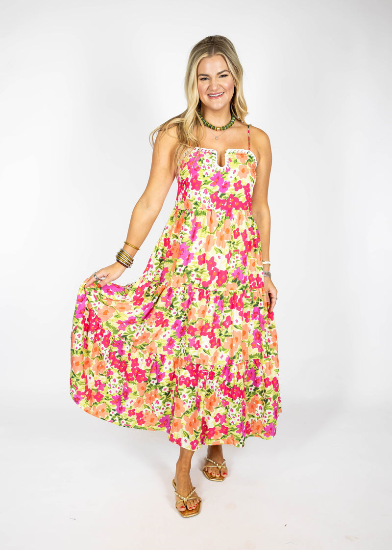 Vibrant Petal Maxi Dress
