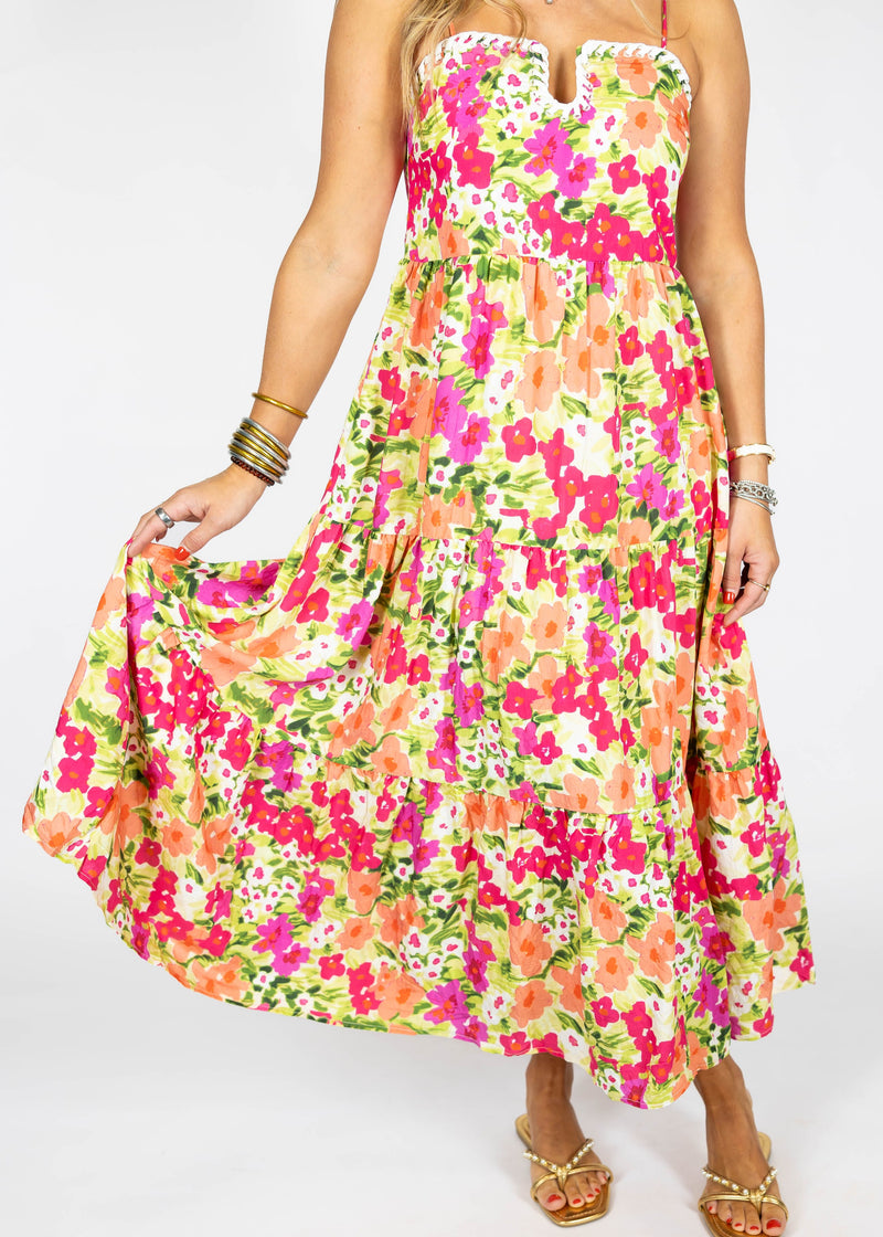 Vibrant Petal Maxi Dress