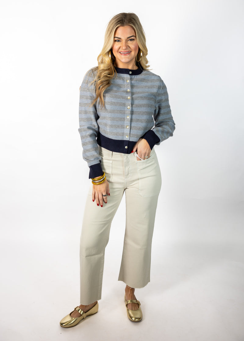 Blue/Grey Stripe Cardigan