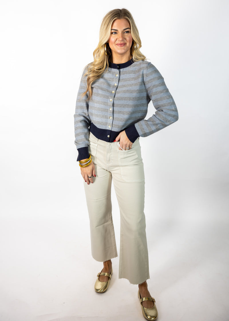 Blue/Grey Stripe Cardigan