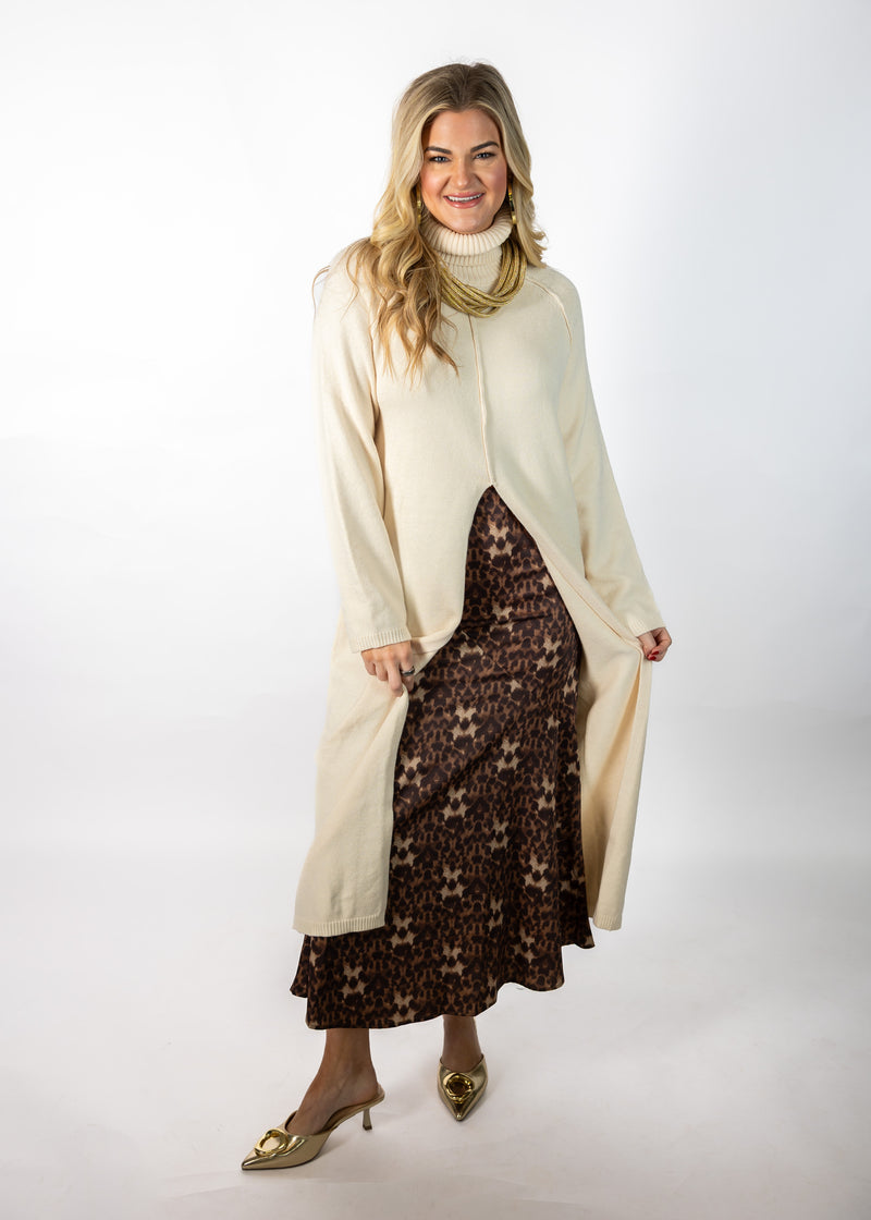 Cream Slit Sweater Top