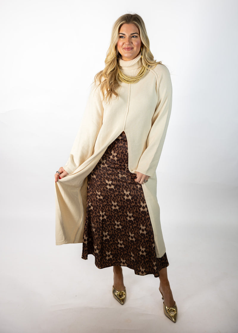 Cream Slit Sweater Top