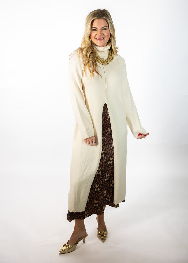 Cream Slit Sweater Top