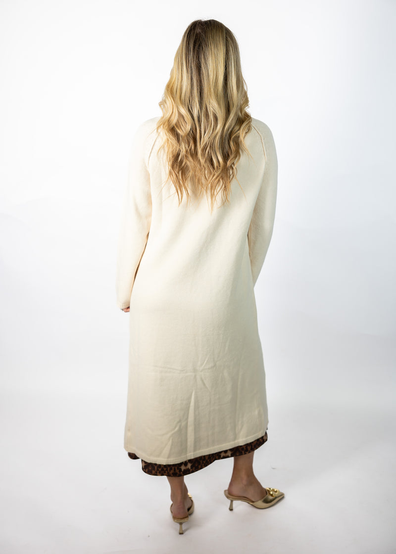 Cream Slit Sweater Top