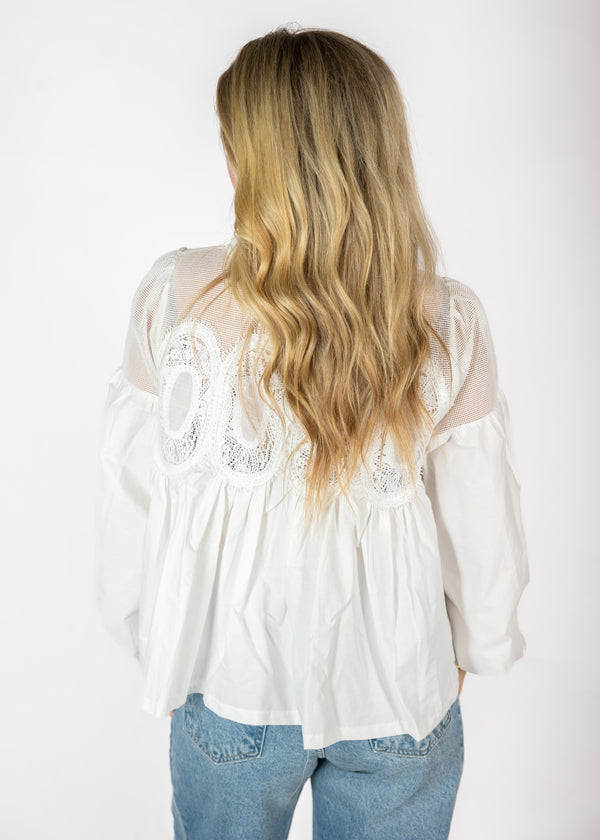 Off White Lace Applique Top