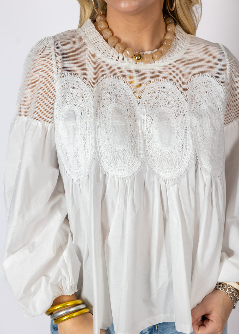Off White Lace Applique Top