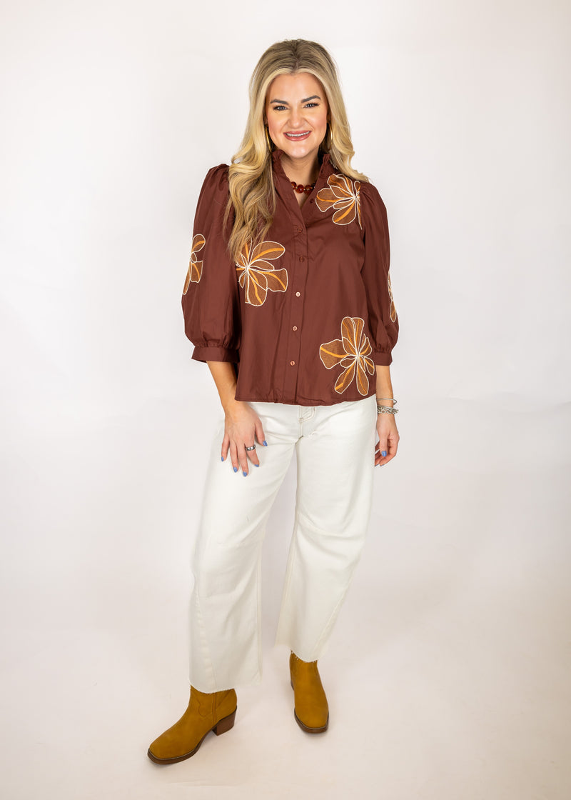Chocolate Stitch Flower Top