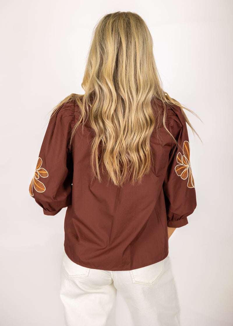 Chocolate Stitch Flower Top