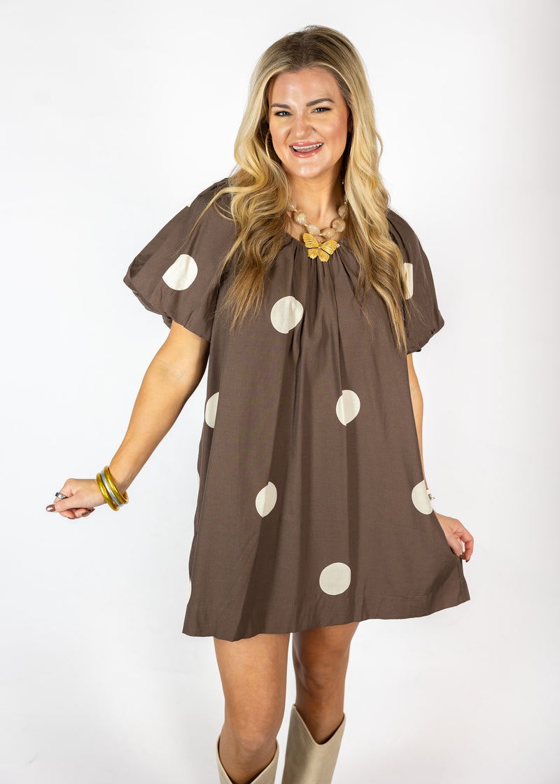 Chocolate Polka Dot Mini Dress