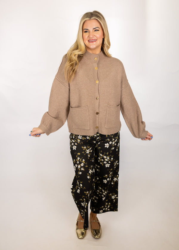 Gold Button Shacket Sweater