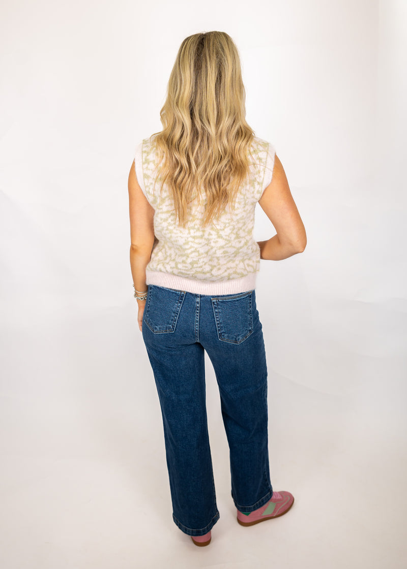 Sage Leopard Sweater Vest