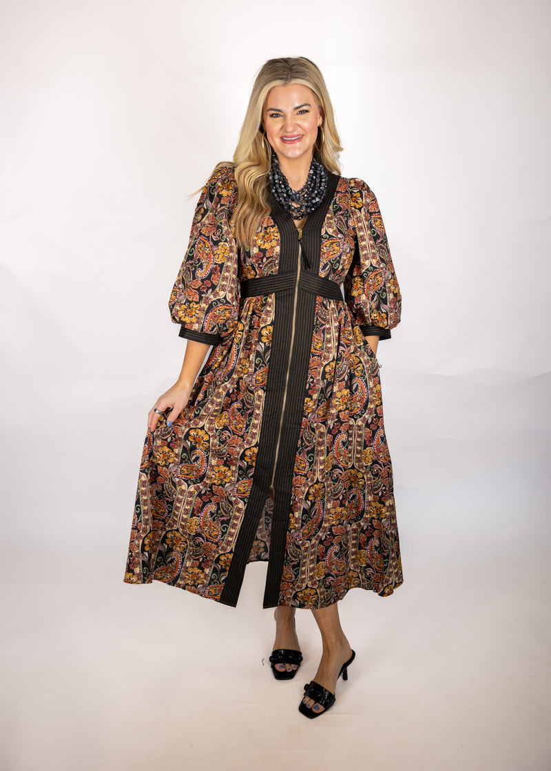 Black Multi Front Zip Dress