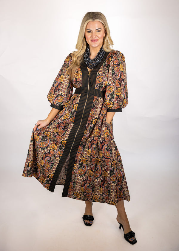 Black Multi Front Zip Dress