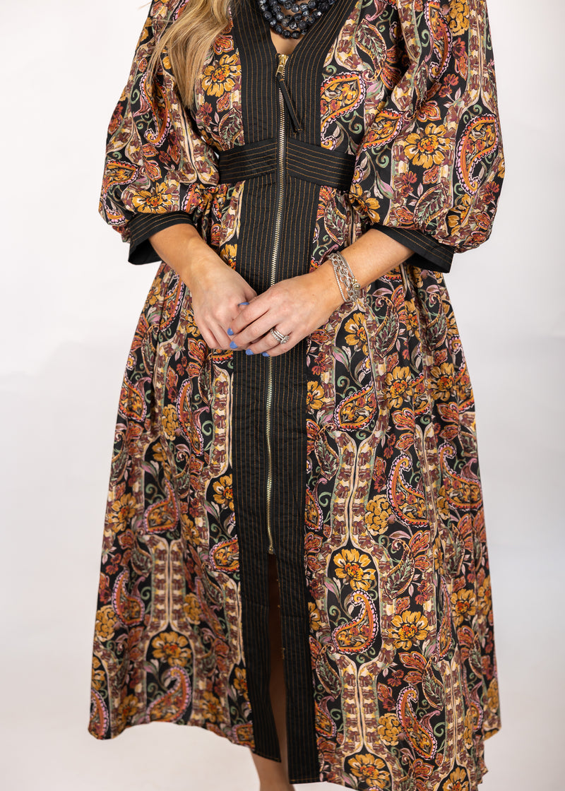 Black Multi Front Zip Dress