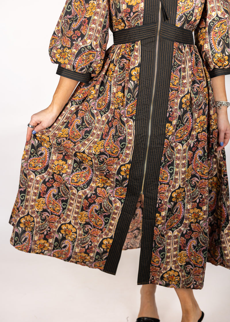 Black Multi Front Zip Dress