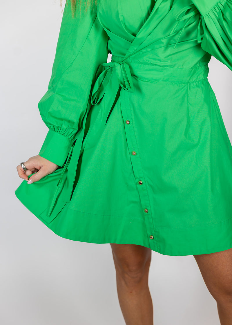 shamrock green dress Ruffle Knit Rib Ruched Dress - Shamrock Green