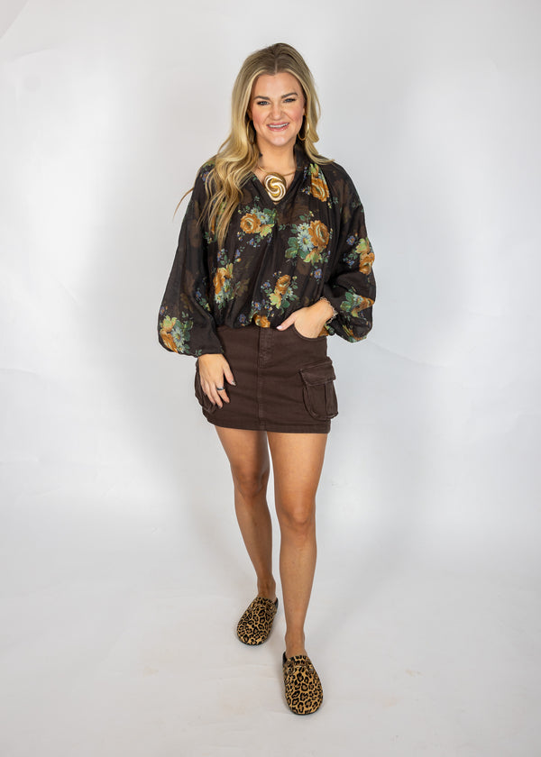 Chocolate Floral Top