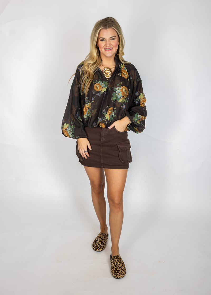 Chocolate Floral Top
