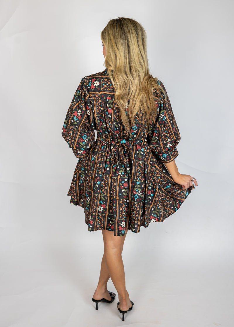 Multi Color Fall Pattern Mini Dress