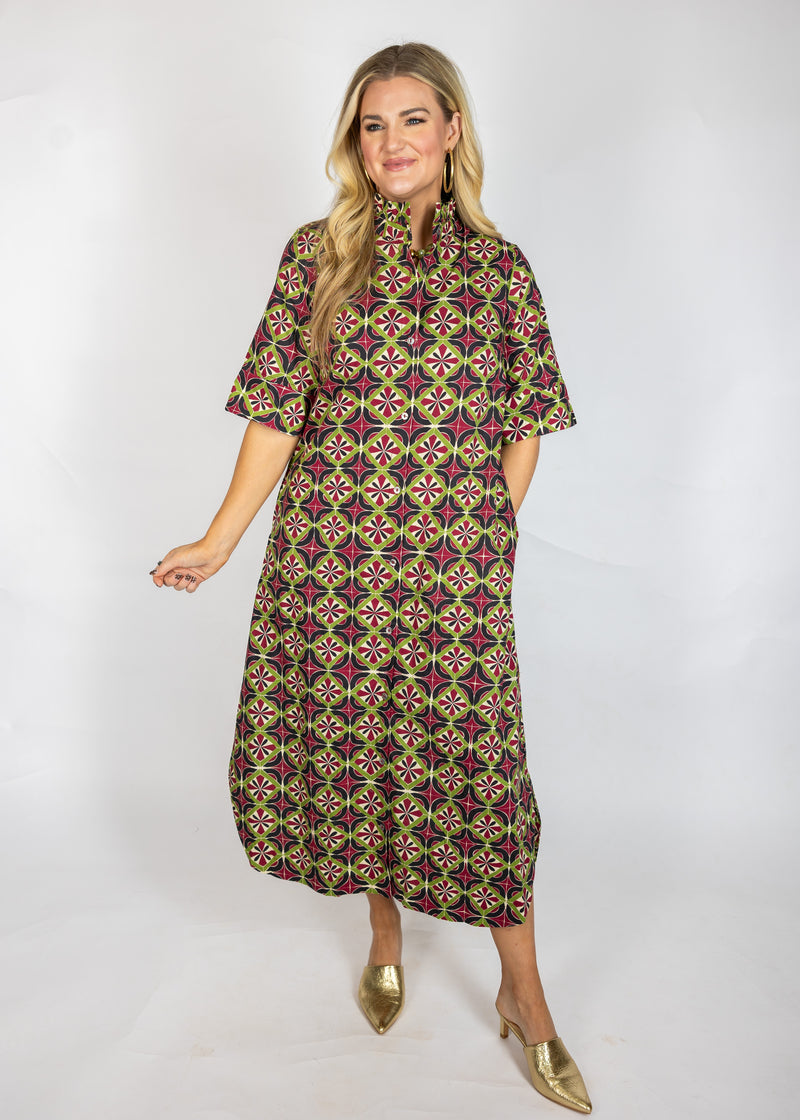 Wine, Lime, & Navy Maxi Dress