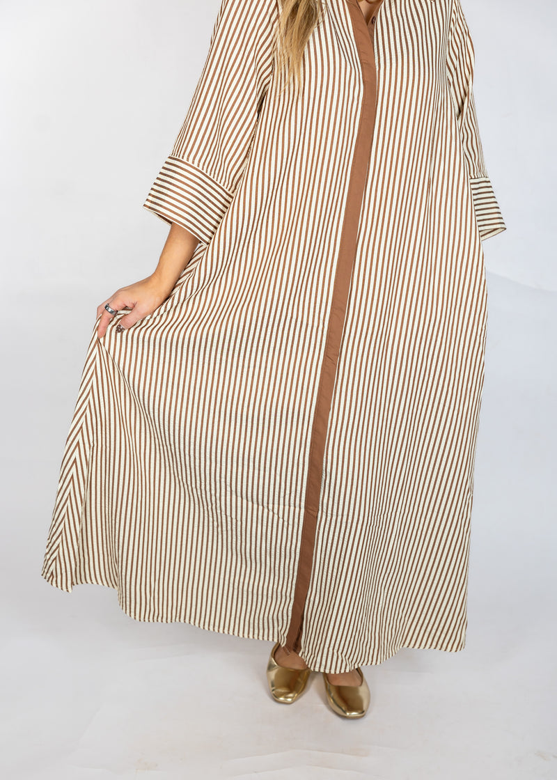 Mocha & Cream Stripe Oversized Dress