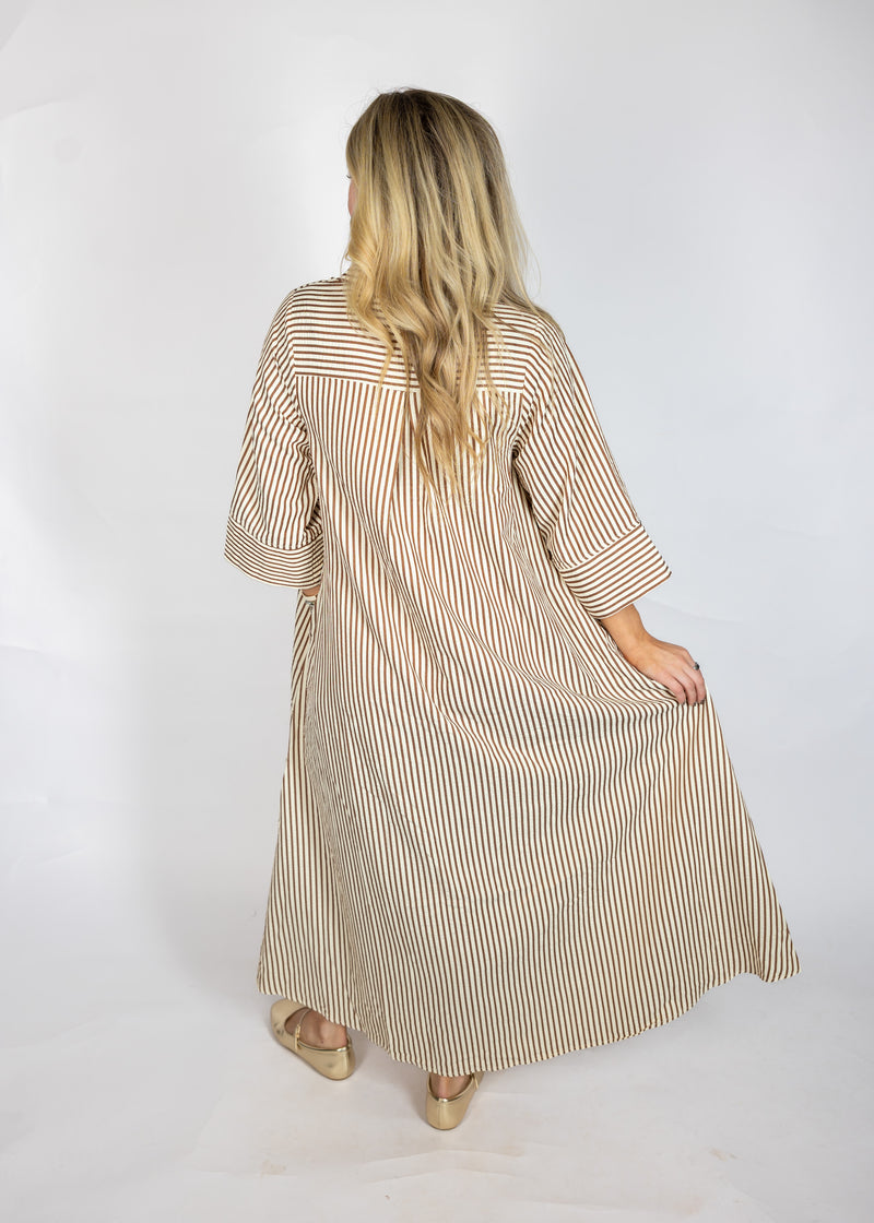 Mocha & Cream Stripe Oversized Dress