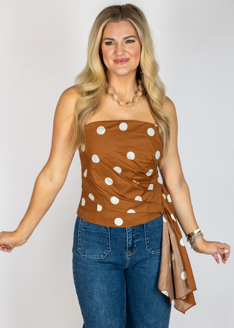 Mocha Polka Dot Tube Top