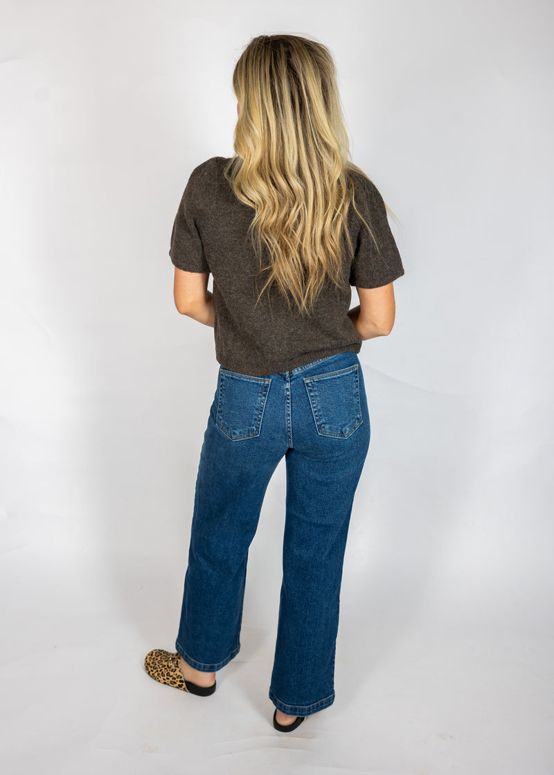 Brown Short Sleeve Cardigan