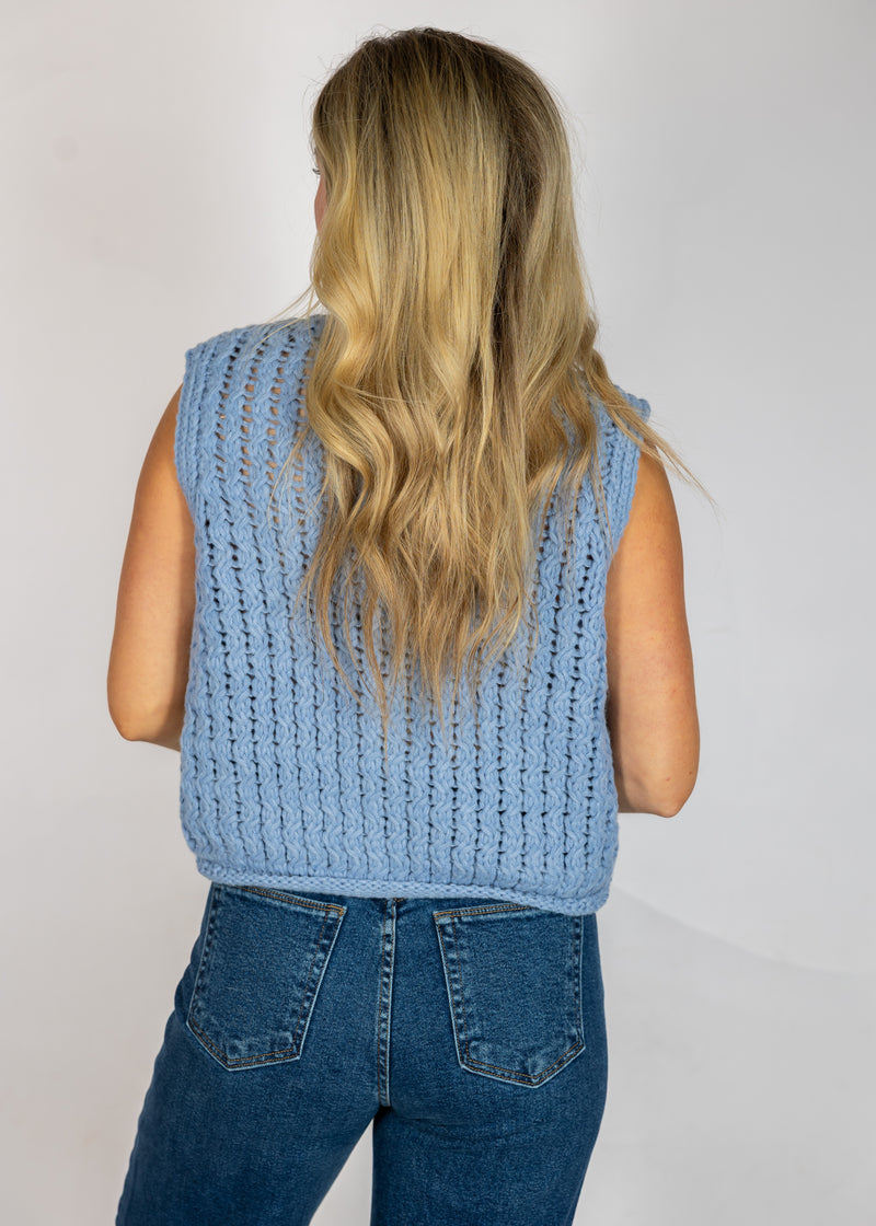 Blue Chunky Knit Vest