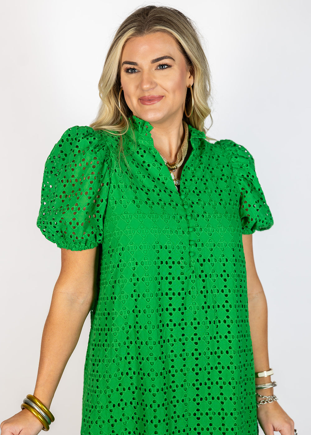 Spring Green Eyelet Midi Dress  Dish and Lily Statesboro